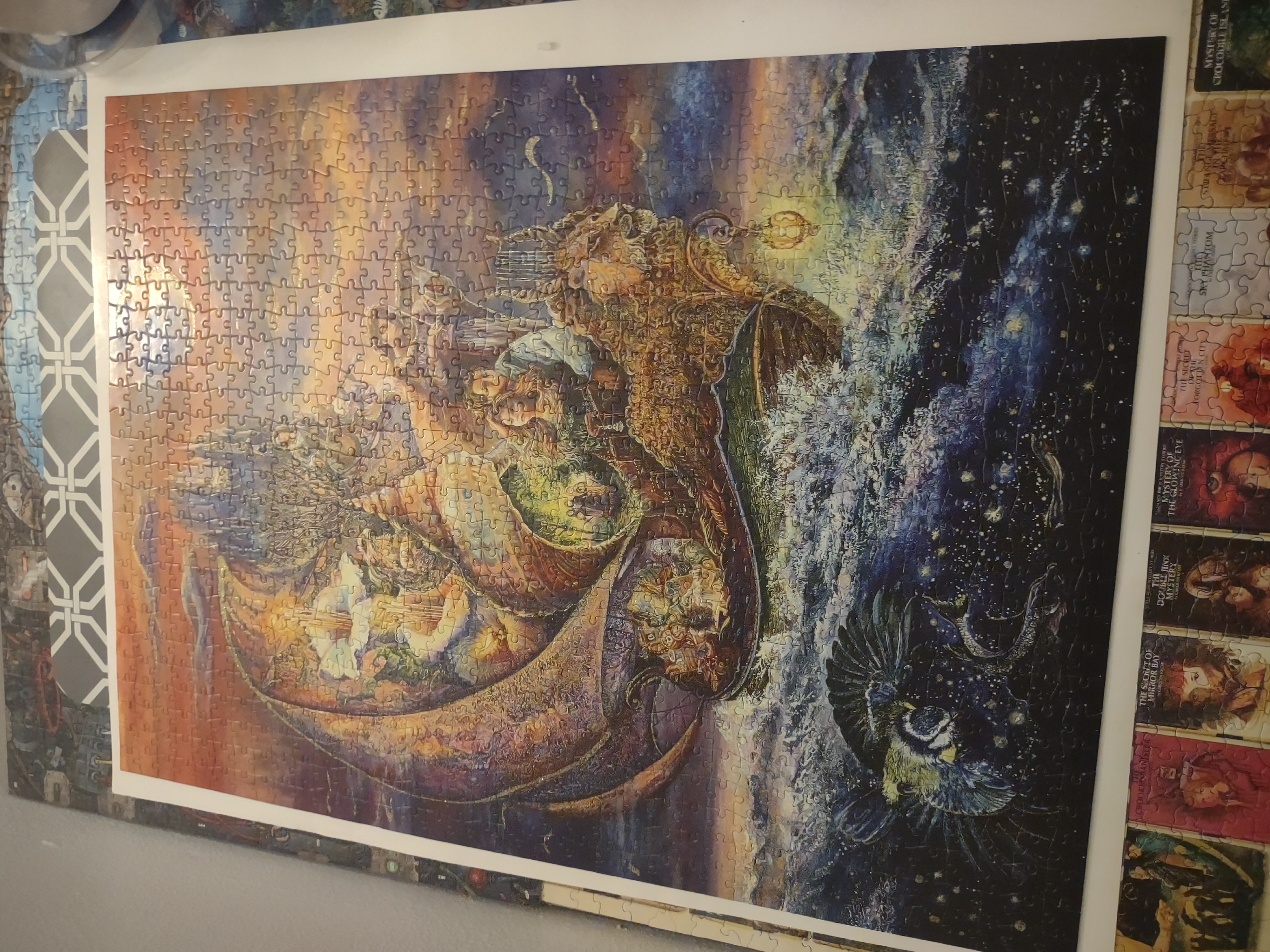 A large 1000 piece puzzle I did that is glittery.